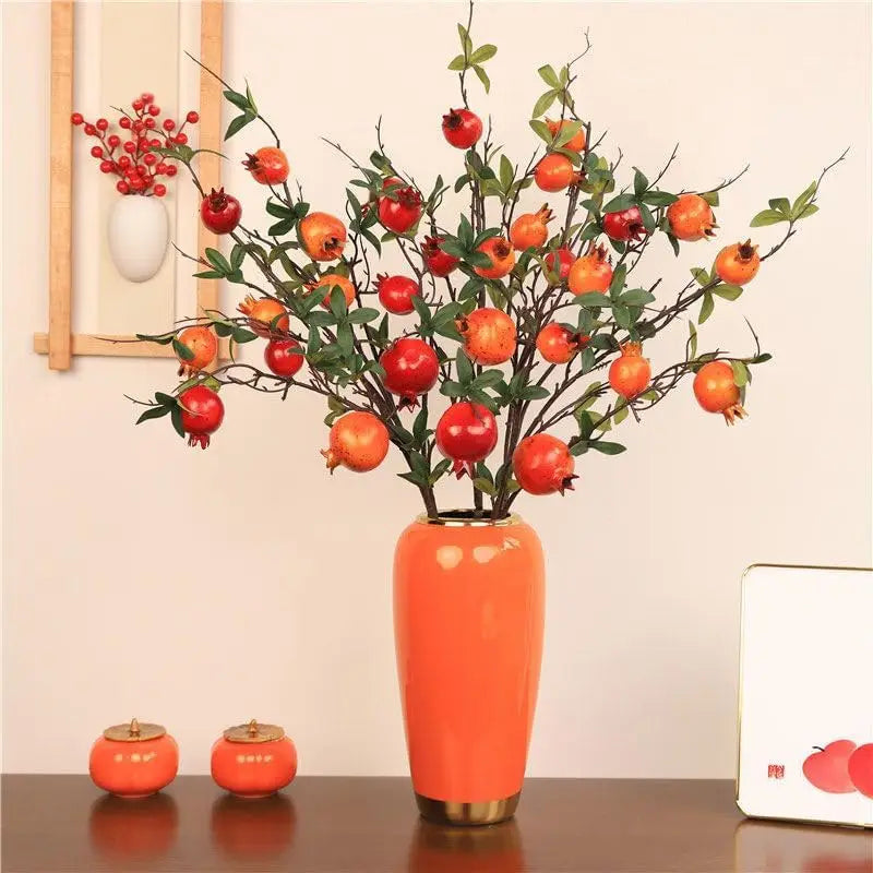 Ceramic Large Vase,Orange 11.8 Inch Tall Floor Vase,Rustic Decorative Vases for Living Room Entrance Table Centerpiece,Kitchen