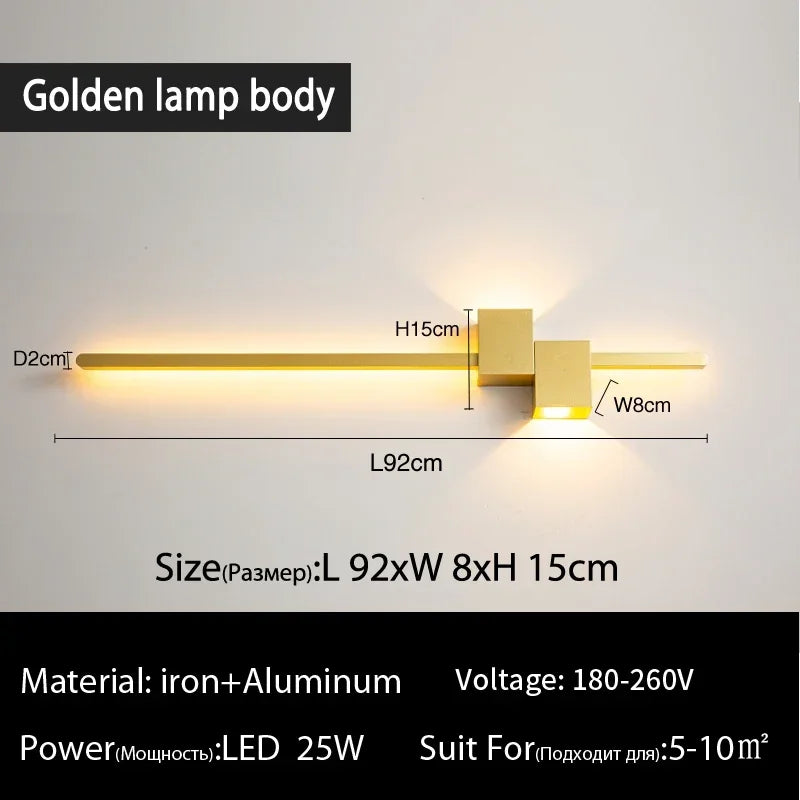 New Modern Minimalist Wall Lamp Black/Gold LED Wall Light Home Decorative Bedside Corridor Sofa Backgroung Wall Fixture