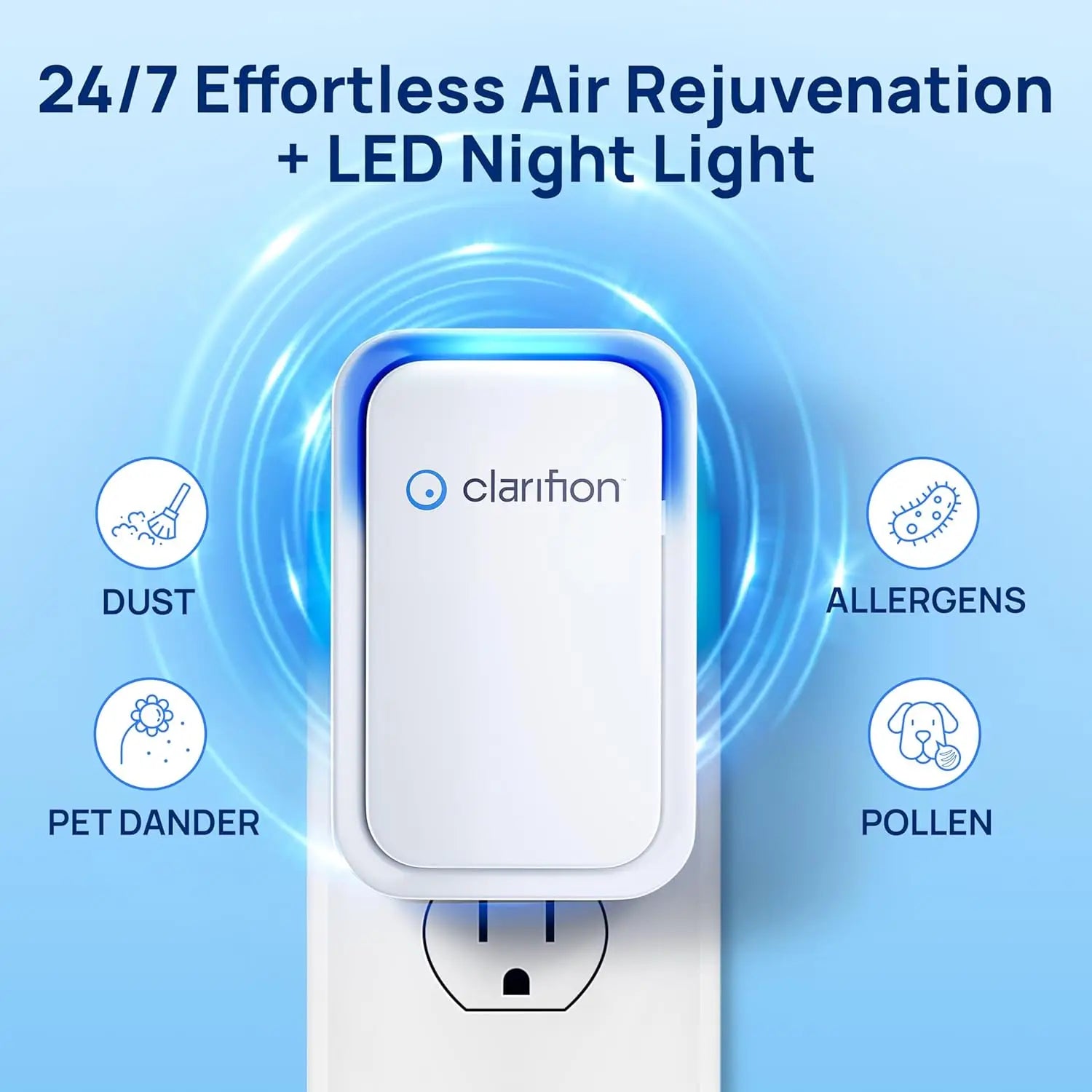 Negative Ion Air Purifier 3-Pack, Quiet Plug-In Freshener for Home, Bedroom, Office, Kitchen, Portable Odor & Smoke Eliminator