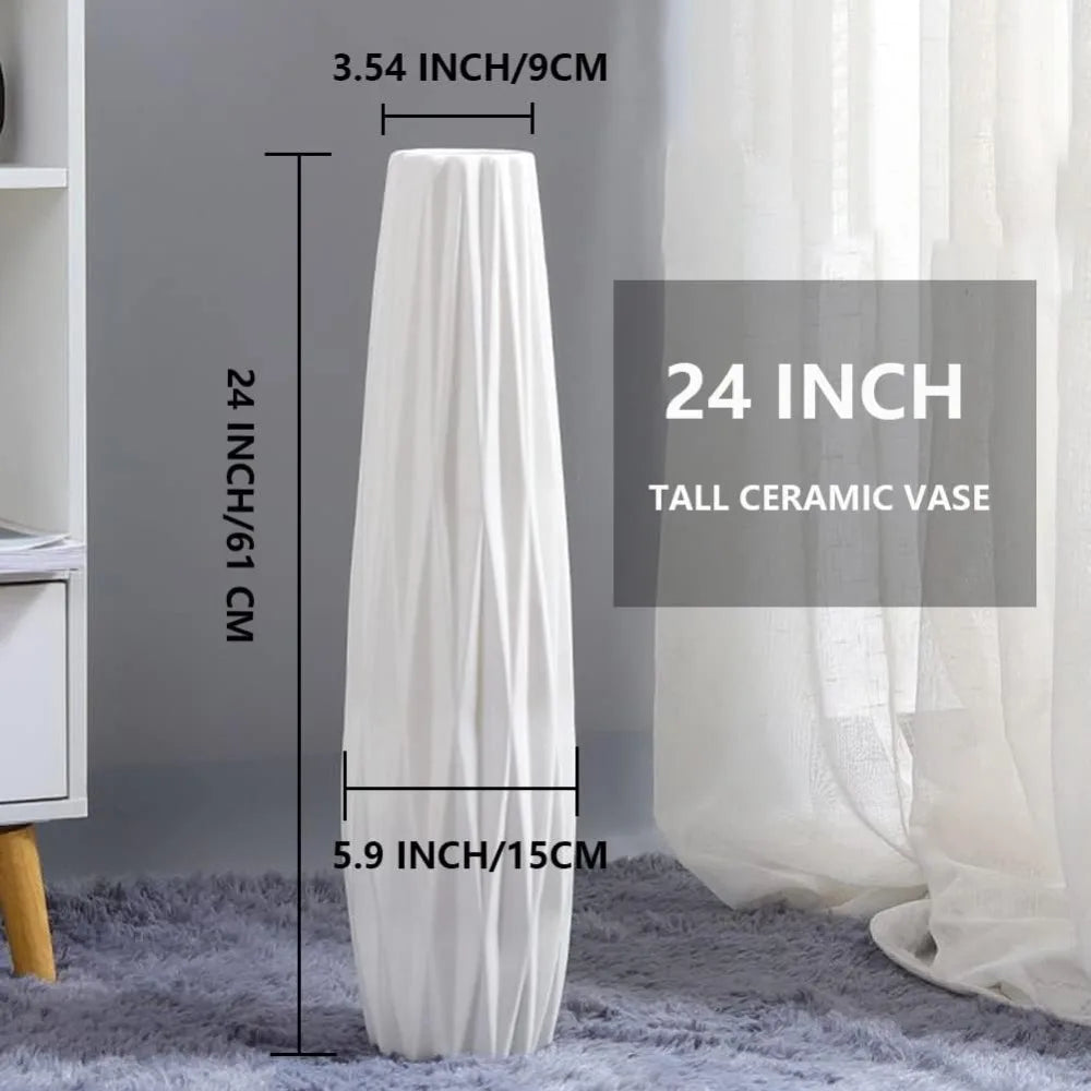 Tall Floor Vase, 24 Ceramic Large Vase, Decorative Flower Vases for Modern Home Decor Living Room Office Bedroom Kitchen