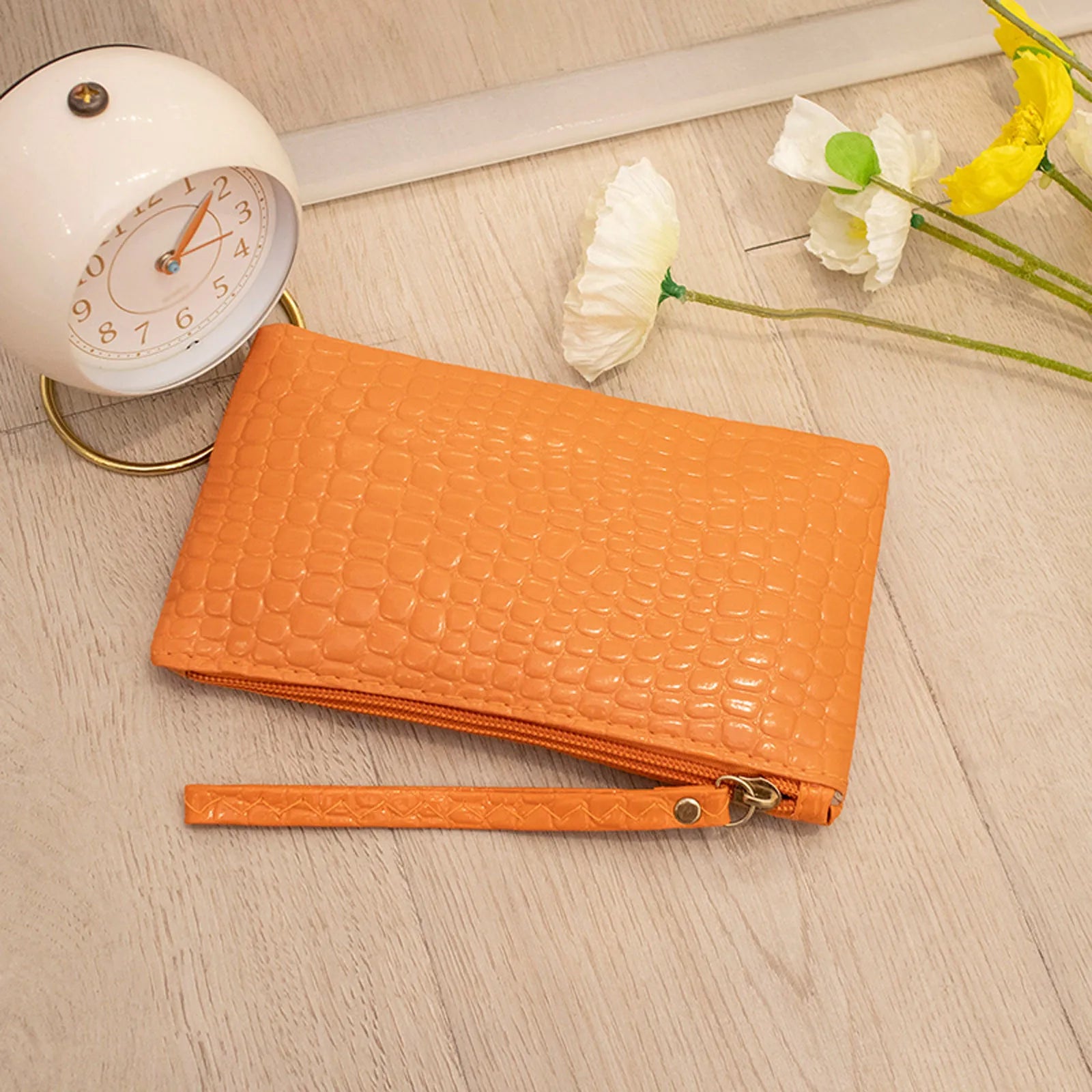 Fashion Women Artificial Leather Underarm Phone Bags Envelope Clutch Bag Card Holder Purse Solid Colors New Thin Clutch Bag