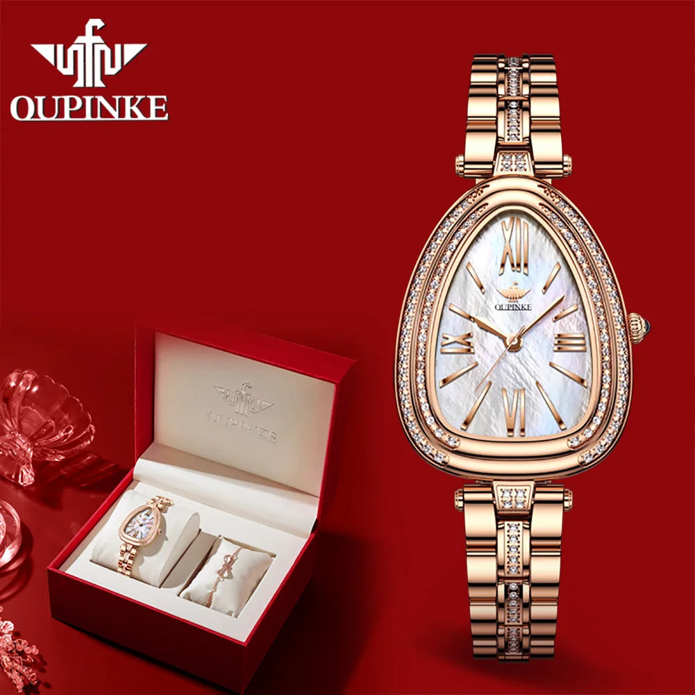 OUPINKE 3192 Watch For Women Luxury Waterproof Quartz Movement Ladies Hand Clock Diamond Steel Strap Fashion Wrist Watches