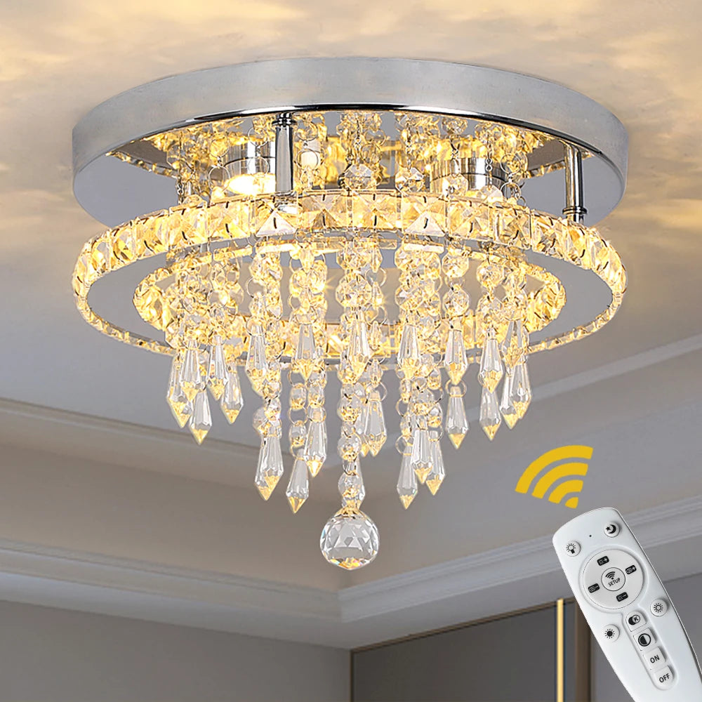 Modern Luxury Crystal Ceiling Lamps With Remote Control Ceiling Chandeliers Home Dimmable Pendant Lights Fixtures for Bedroom Li