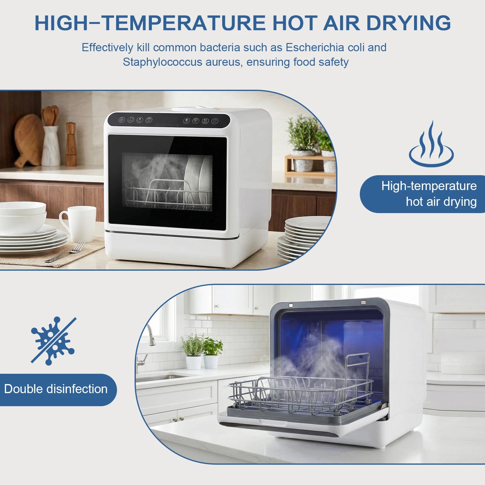 Mini Dishwasher with 6L Built-in Water Tank Portable Dishwasher No Hookup Needed High-Temp& Air-Dry Function for Apartments