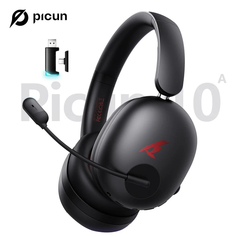 Picun UG-10A 56dB Gaming Wireless Headphone with Mic Over-Ear Headset Bluetooth 6.0 40mm Driver 2.4G/Wireless/Cable Earphones