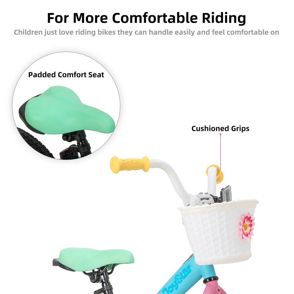 JOYSTAR 12 14 16 Inch Kids Bike for 2-7 Years Girls 33-53 Inch Tall, Toddler Girl Bike with Training Wheels, Rainbow Bikes