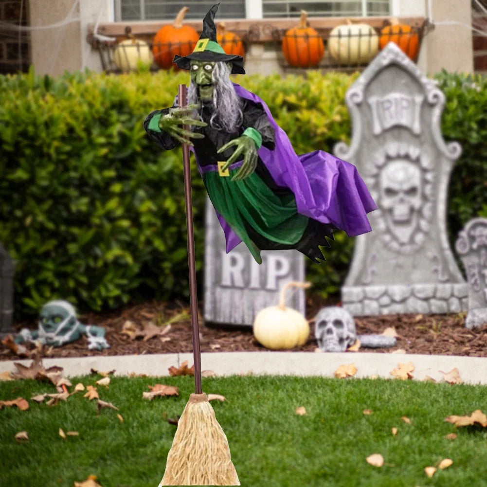 Halloween Flying Witch Decor Hovering Flying Witch Decorations with Scary Sound Halloween Props Horror Themed Scary Props