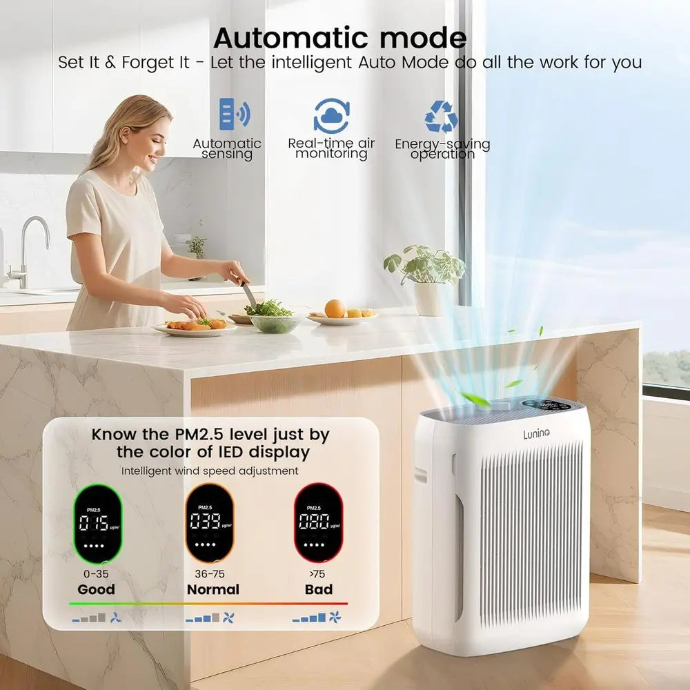 Large Room Air Purifier: Auto & Pet Mode, 4 Speeds, Aromatherapy, H13 HEPA Filter for Allergies, Pet Hair, Smoke, Odors, Dust