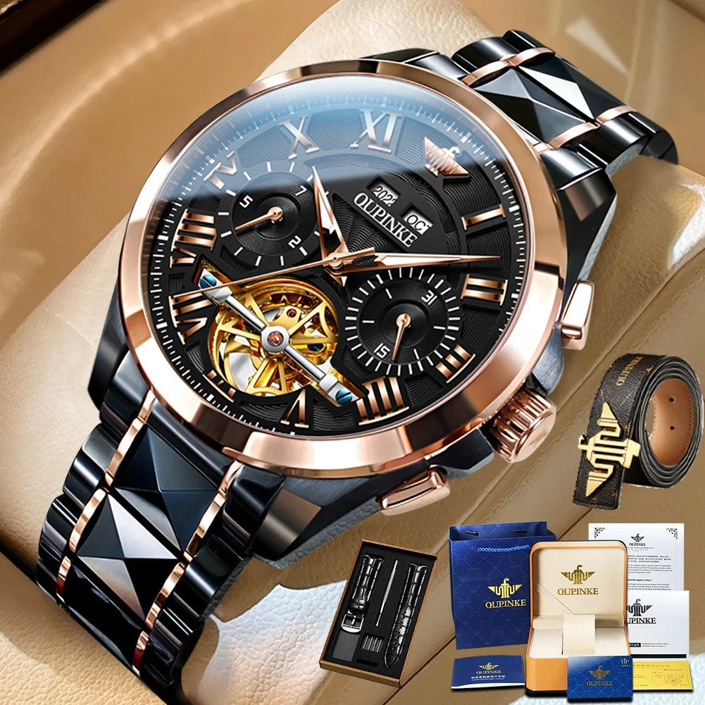 OUPINKE 3236 Men's Watches Top Brand Original Mechanical Watch For Men 50M Waterproof Luxury Man Automatic Dress Wristwatch