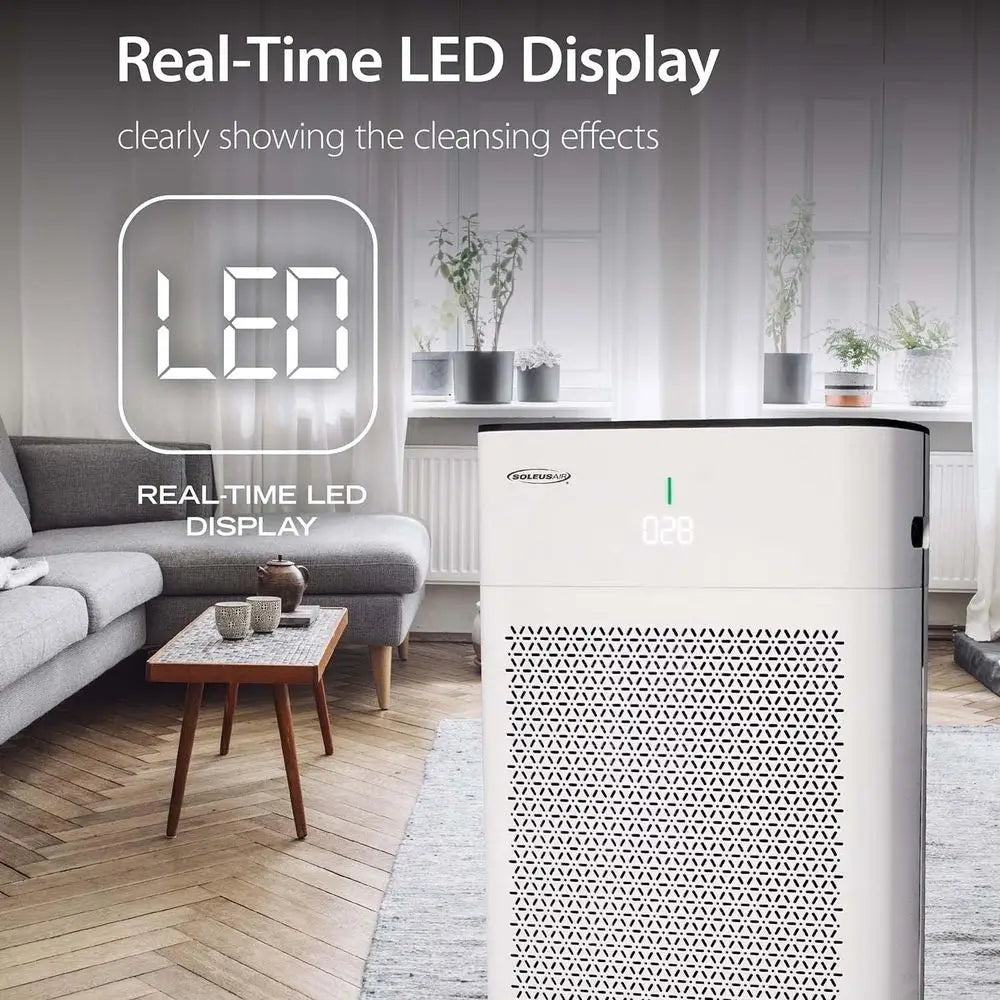 Hospital-Grade Dual HEPA & Carbon Filter Air Purifier with Real-Time Sensor, Quiet Operation for 500 Sq Ft