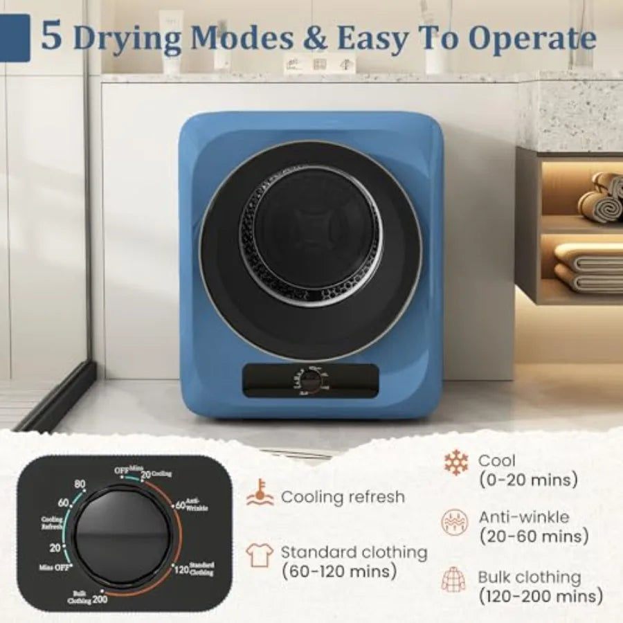 Portable washer and dryer combo for apartment, RV, dorm laundry use; blue twin tub unit with 20 lbs capacity and 1.5 cu.ft drye