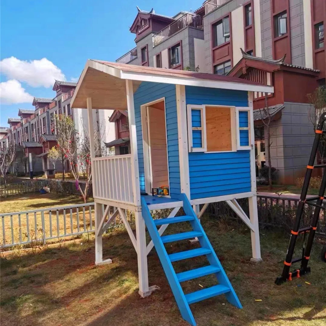 Kindergarten Playhouse Outdoor Assembly Slide Tree House Children Climbing Cabin Mobile Garden Gazebo Wooden House