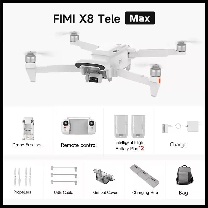 FIMI X8 Tele Max 2025 New Beyond Vision with Wide-Angle And Tele Camera 30x Hybrid Zoom 4K 60Fps 3-Axis Gimbal Super Night