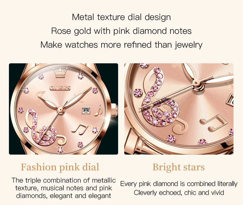 OLEVS 3605 Women Watch Top Brand High Quality Quartz Watch Exquisite Diamond Note Waterproof Dial Dress Ceramic Women Watch