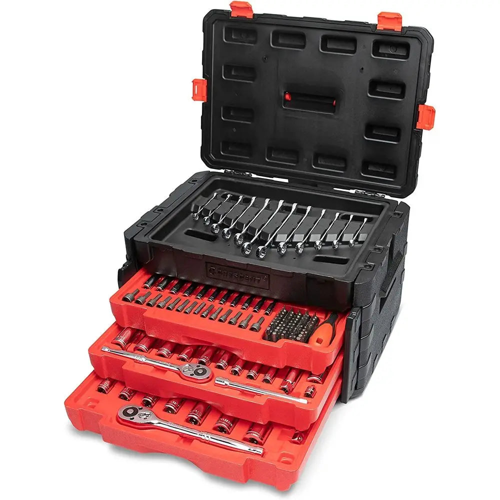 229 Piece 1 4, 3 8 amp 1 2 Drive Mechanics Hand Tool Set with 3 Drawer Storage Case CTK229C