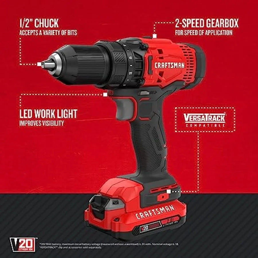 【Spot goods】V20 Cordless Power Tool Combo Kit with Drill/Driver Circular Saw 2 Batteries and Charger