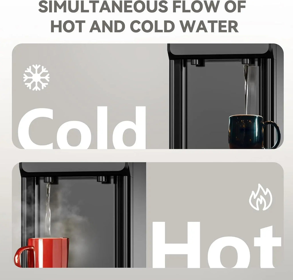Top Loading Water Dispenser for 3 or 5 Gallon Bottles, Hot & Cold Water Dispensor with Child Safety Lock, for Office Home