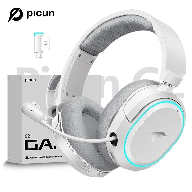 Picun G2 Pro 2.4G Wired Gaming Headset With Mic 40mm Headphones Bluetooth 6.0 40mm Driver 7.1 Surround Over Ear For PC PS4 PS5