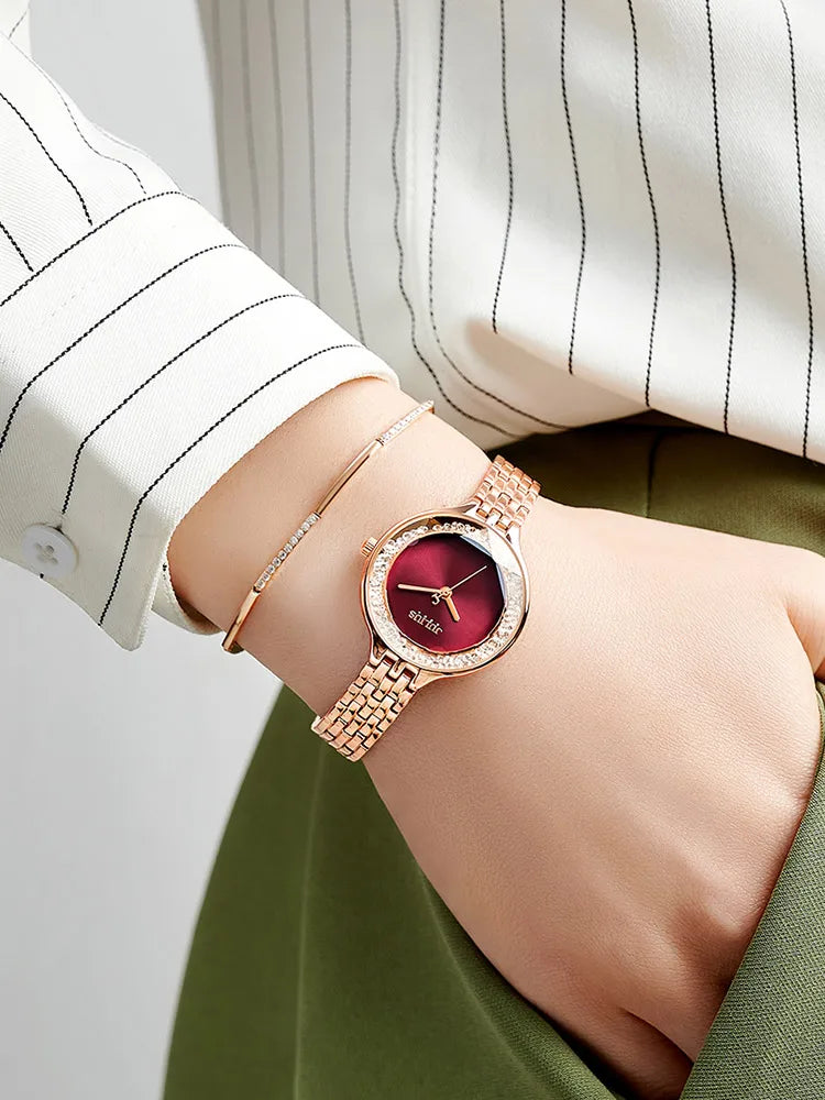 Moving Rhinestone Julius Lady Women's Watch Japan Quartz Elegant Fashion Hours Bracelet Stainless Steel Girl's Birthday Gift Box