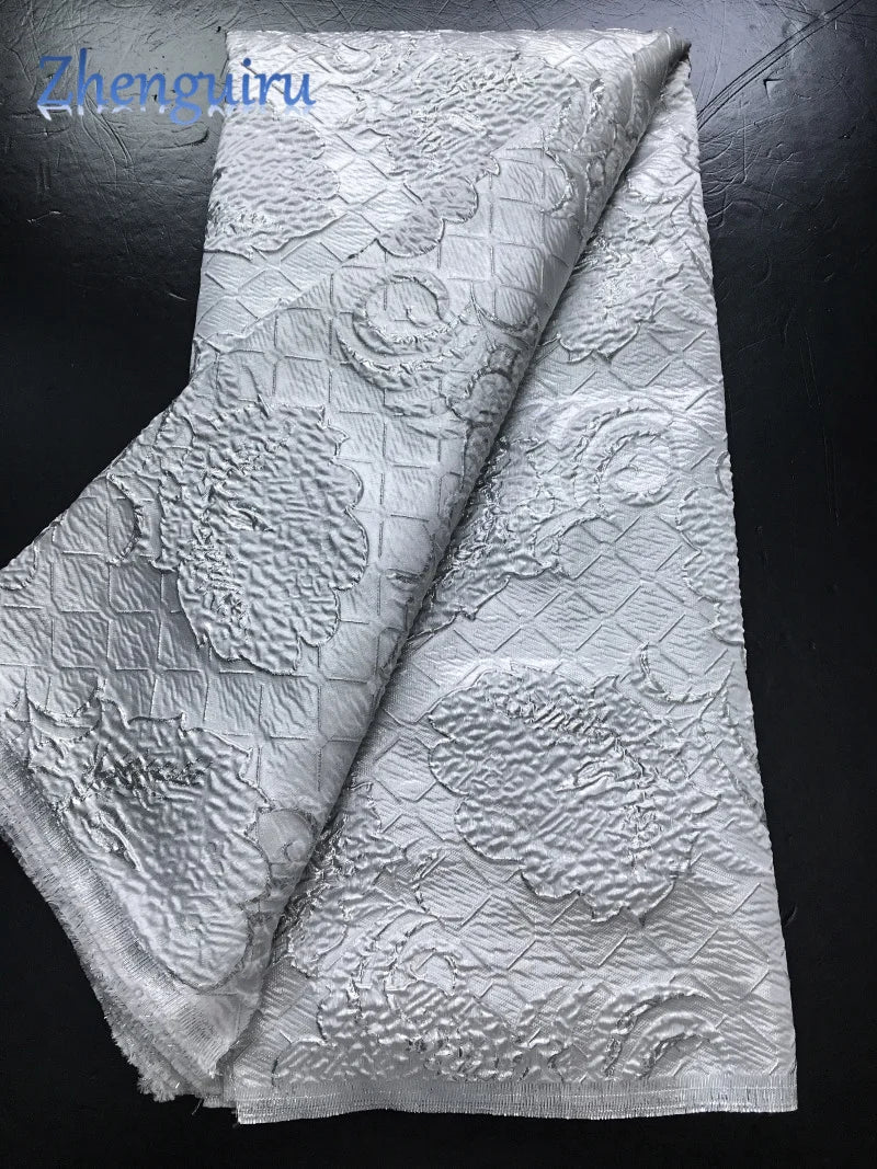Luxury Nigerian Jacquard Lace Fabric Gilding French African Broacde Lace Fabric 2025 High Quality Damask Dress for Women A4085
