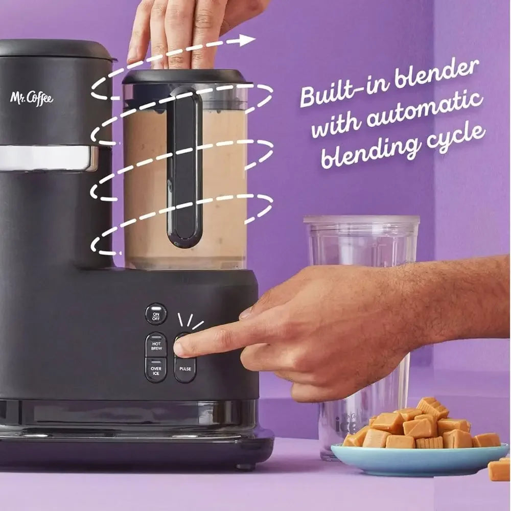 3-in-1 Single-Serve Iced and Hot Coffee/Tea Maker with Blender with Reusable Filter, Scoop, Recipe Book, 2 Tumblers, Lids and St