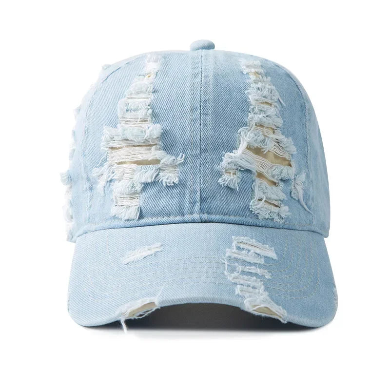 Washed Denim Baseball Cap Women Men Sunshade Breathable Spring Summer Hat Vintage Snapback Cap Female