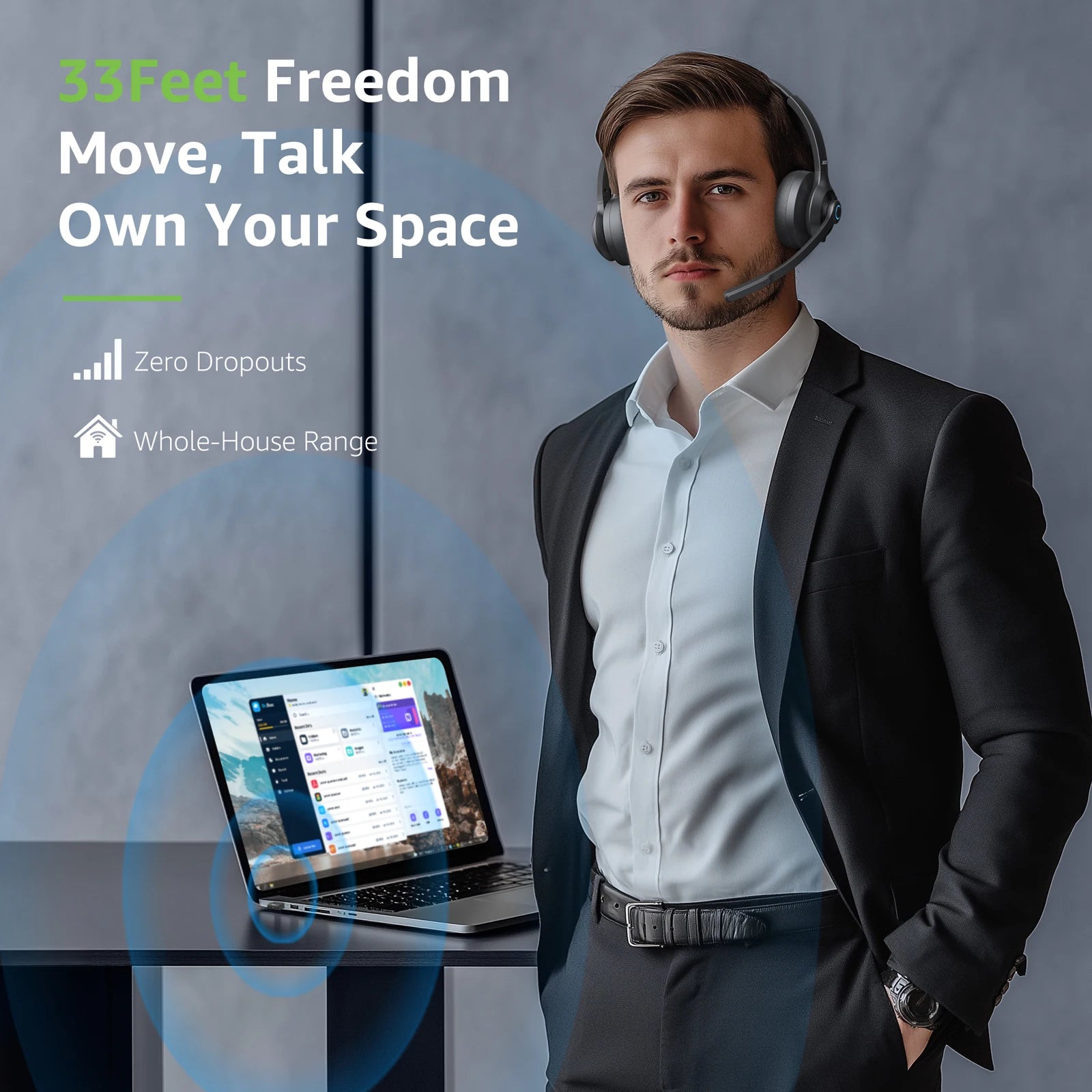 Acer HB02 Call Center Wireless Headset with Mic for Work 2.4G USB Dongle Bluetooth 5.3 Dual Mode Headphones ENC Clear Calls