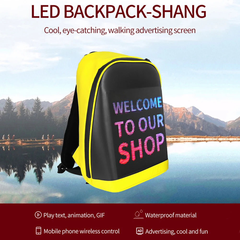 Outdoor Walking Billboard Wifi Bags LED Display Screen Backpack Business Travel Laptop Bag Multi-function School Bag