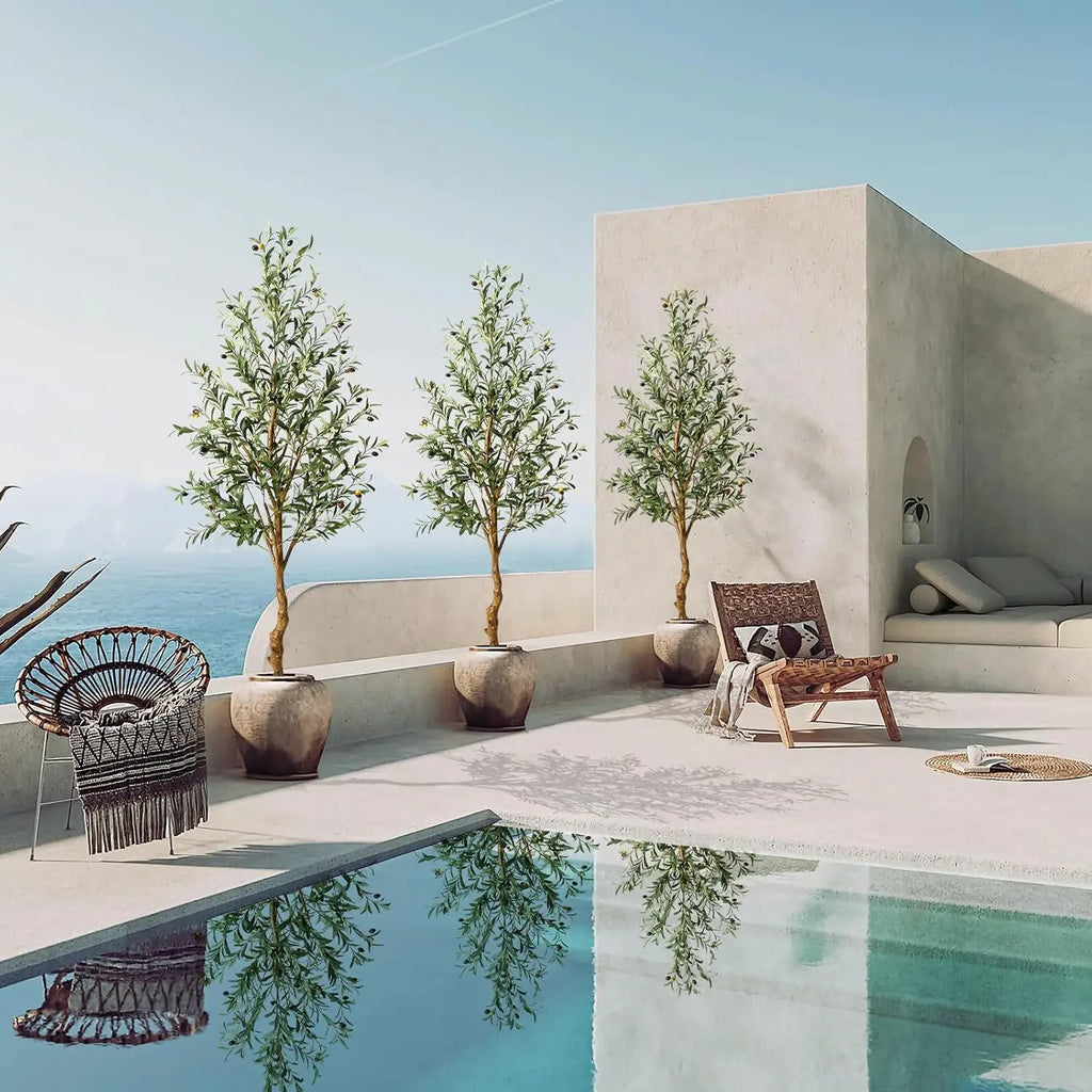 1Pc/2Pcs Artificial Olive Tree 4ft / 5ft / 6ft, Large Artificial Plants Fake Plastic Plants in Pot for Home Bedroom Decor