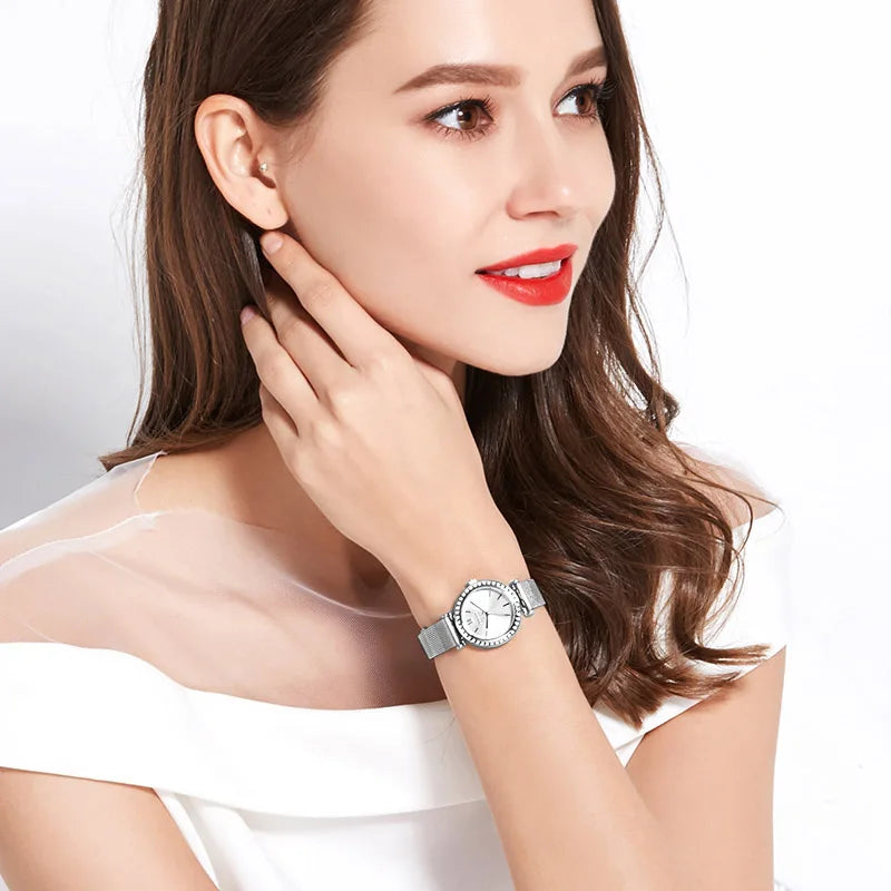 Mother-of-pearl Julius Lady Women's Watch Japan Movt Elegant Fashion Hours Clock Real Leather Bracelet Girl's Birthday Gift Box