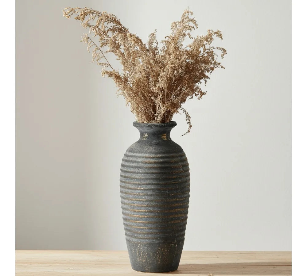 Large Ceramic Rustic Vase 14.4" Farmhouse Decor Vintage Flower Holder Home Living Room Shelf