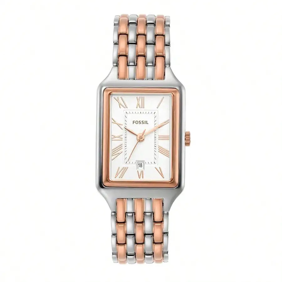 Fossil Woman Watches Stylish And Elegant, Date Display, Quartz Movement, Rectangular Dial, Stainless Steel Strap, Business Watch