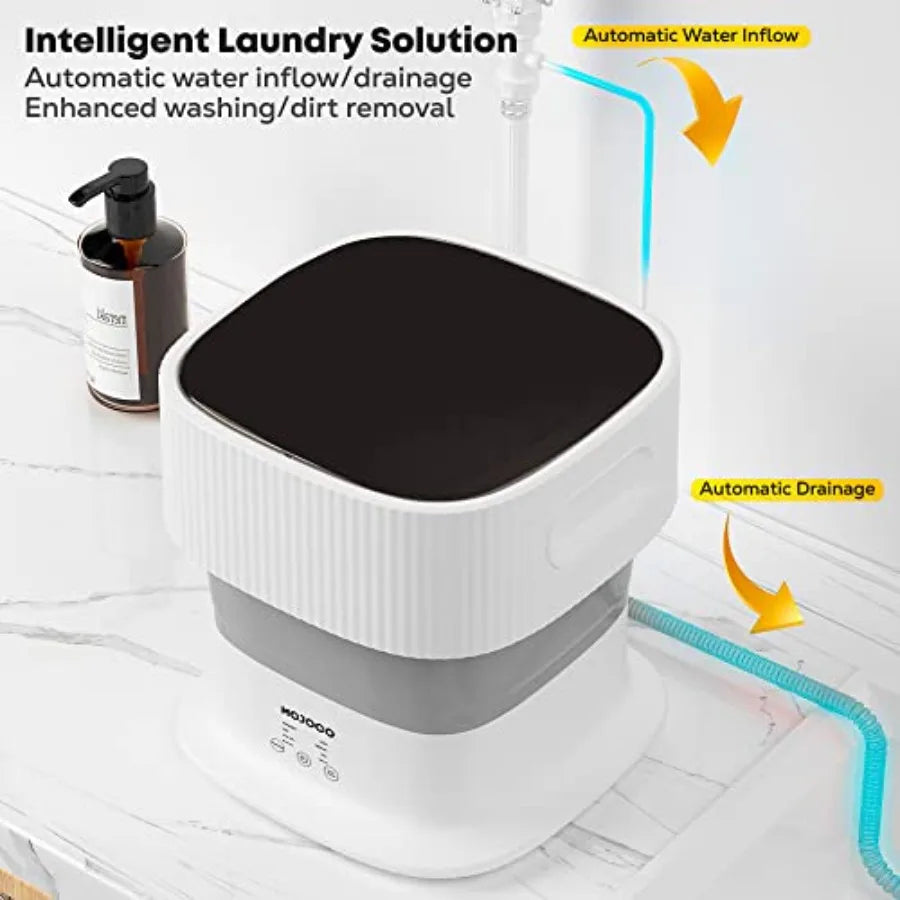 Portable Clothes Dryer and Foldable Washing Machine for Apartment, RV, Travel Lightweight Plastic, White Compact, Energy-Effici