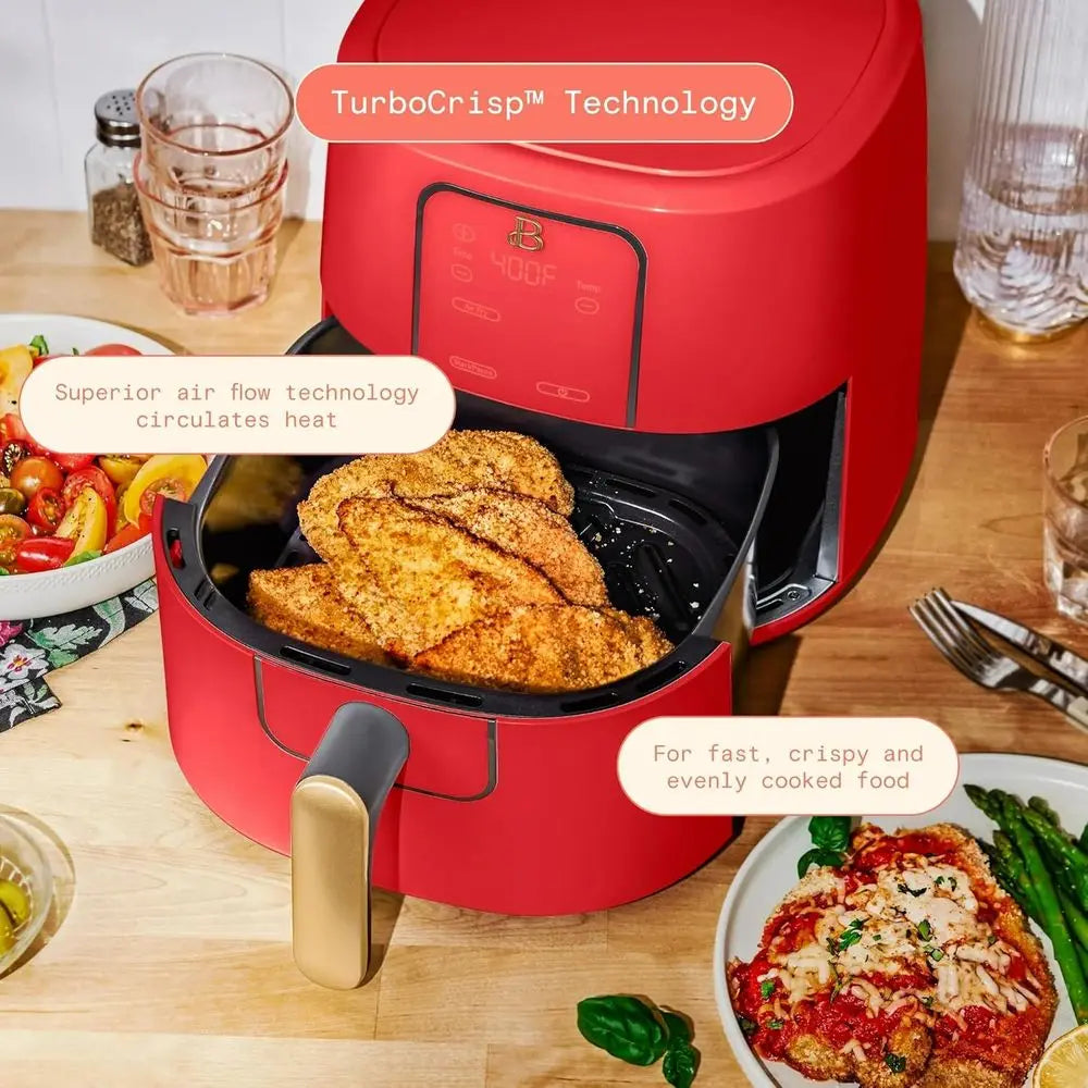6 Quart Digital Air Fryer, Large Touch Screen with Programmable Time and Temperature, 4-in-1 Roasting, Reheating, Dehydrating, N