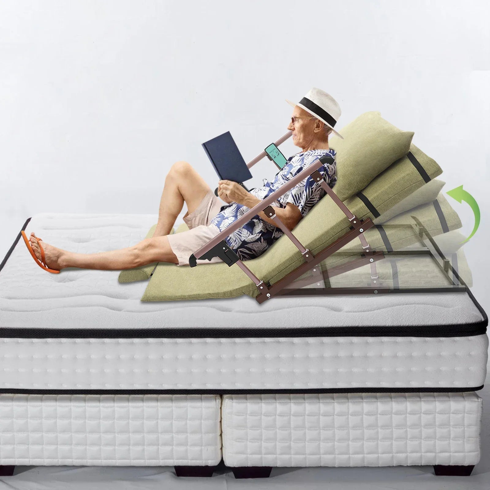 50W Electric Lifting Bed Backrest Remote Control Green Bed Electric Back Lift Frame Mount for Pregnant Women, Elderly