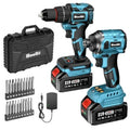 【Spot goods】21V Max Cordless Drill and Impact Driver Power Tool Combo Kit Included 3/8'' Drill and 1/4'' Impact Driver 2x 4000m