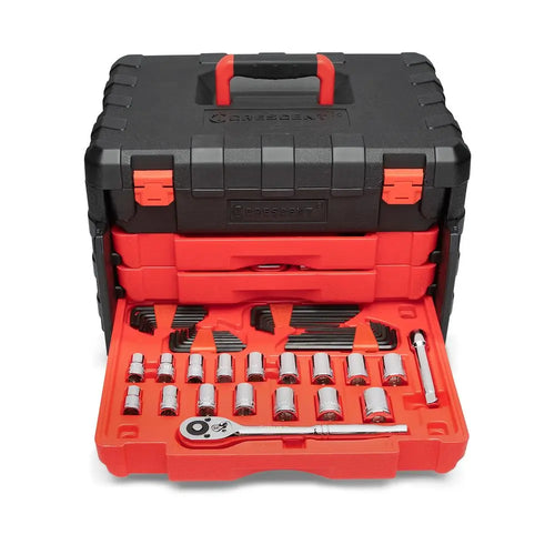 229 Piece 1 4, 3 8 amp 1 2 Drive Mechanics Hand Tool Set with 3 Drawer Storage Case CTK229C