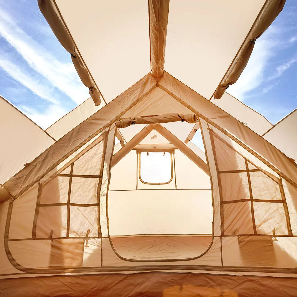 Camping Inflatable Tent for Family, PVC Skylight Air Tube, Camp Base Tents, 12 Square Meters, Large Space, 6-8 Person