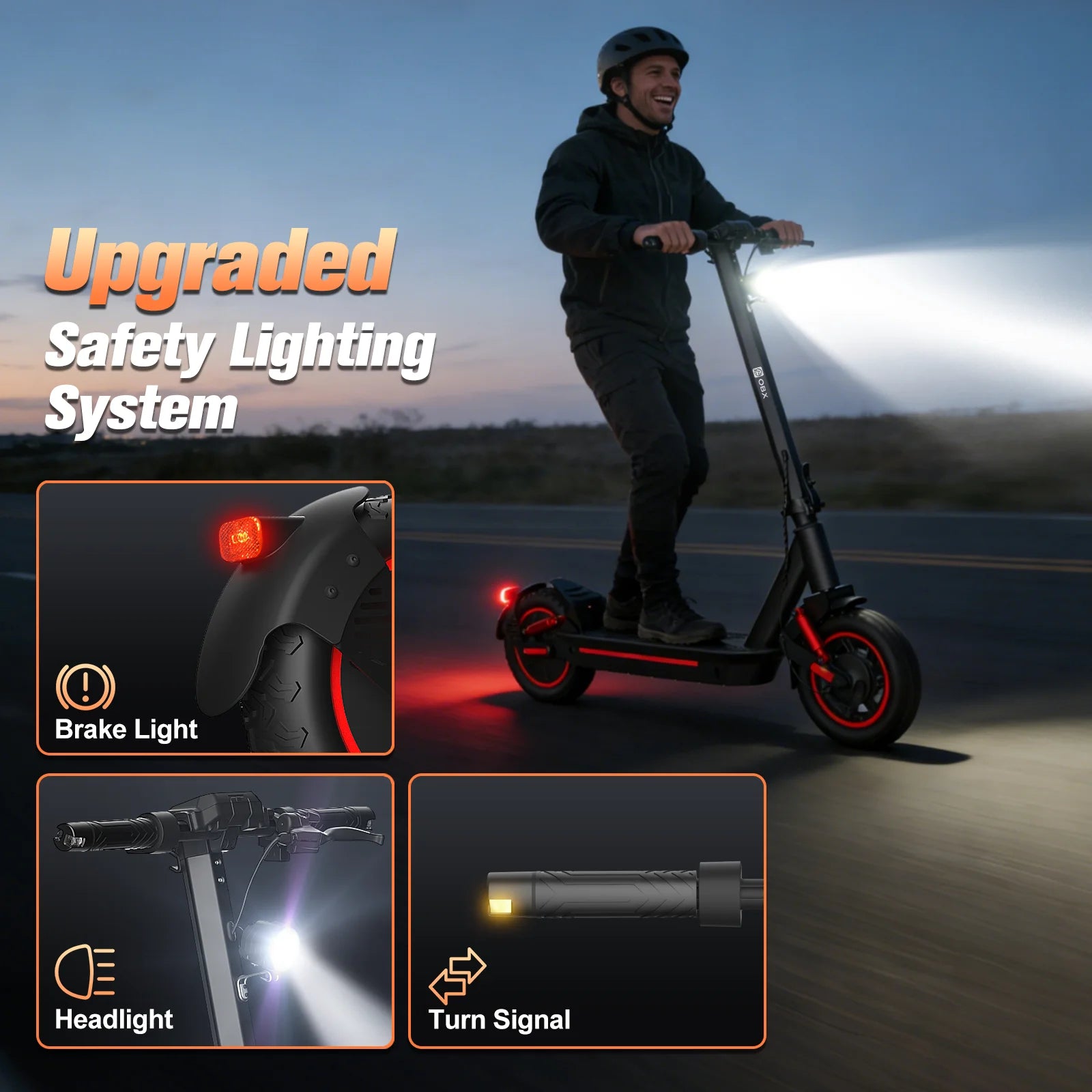 Electric Foldable Scooter 30 MPH Fastest Dual Motor for Adult Scooter 1200W Peak 33Mile Long Range 10" Off-Road Tires 48V 13ah
